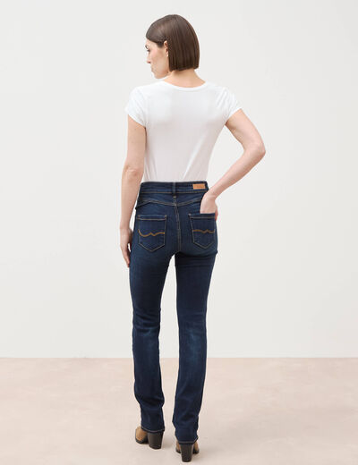 Jeans regular taille haute denim brut femme
