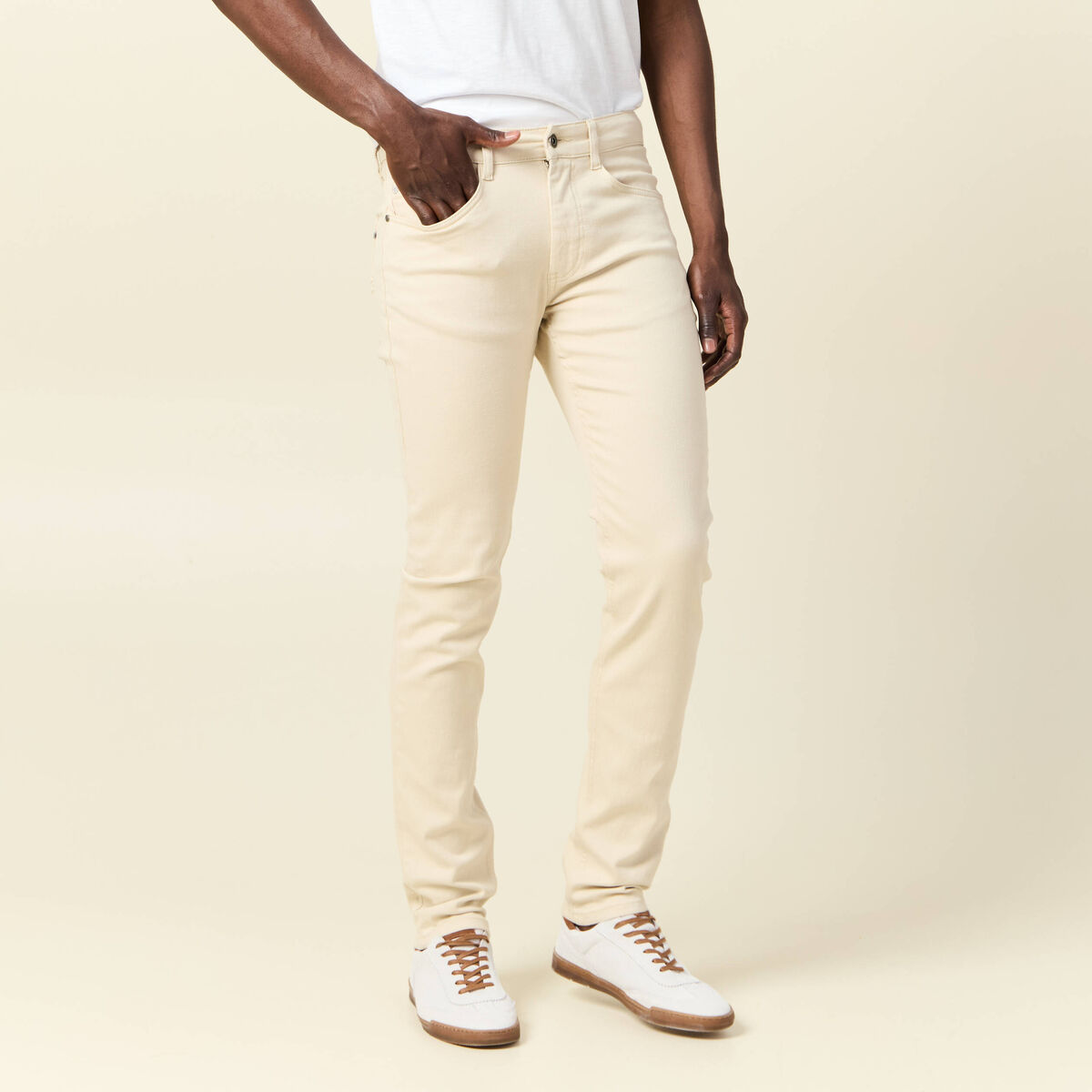 Jeans slim ecru homme