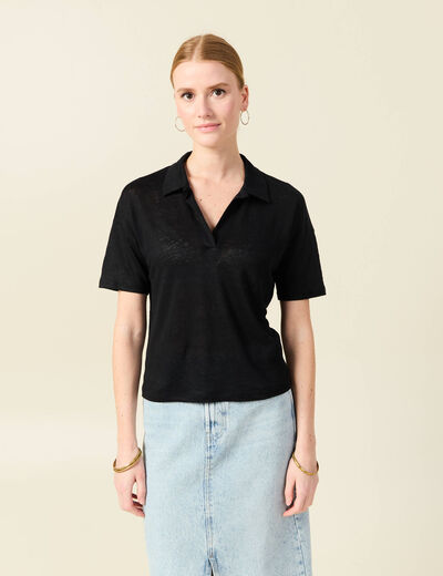 Polo manches courtes noir femme