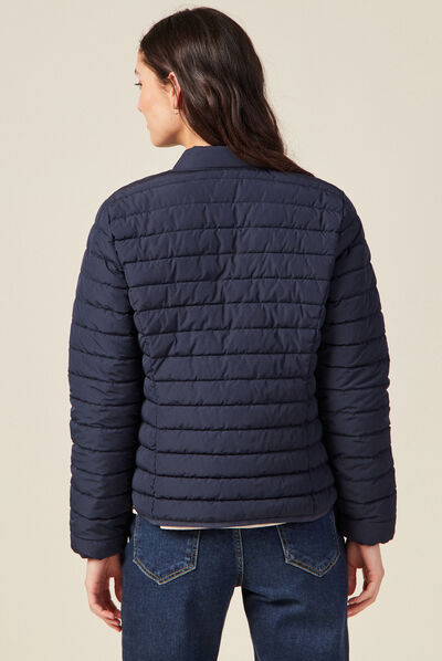 Doudoune droite zippée bleu marine femme
