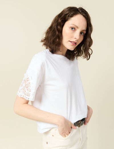 T-shirt manches courtes blanc femme