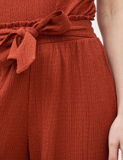 Pantalon loose avec ceinture marron cognac femme