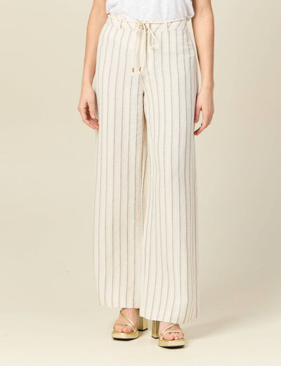 Pantalon large éco-responsable blanc femme
