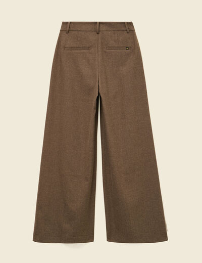 Pantalon large taille haute marron fonc&eacute; femme