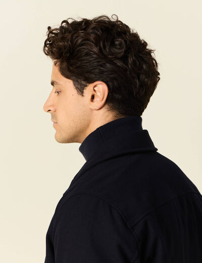 Blouson col aviateur zippé bleu marine homme