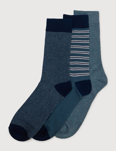 Lot de 3 paires chaussettes hautes vert fonc&eacute; homme