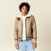 Blouson suédine zippé marron foncé homme