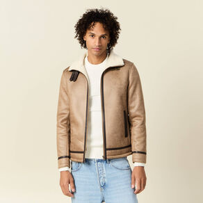 blouson suedine zippe marron fonce homme Blouson suédine zippé marron foncé homme