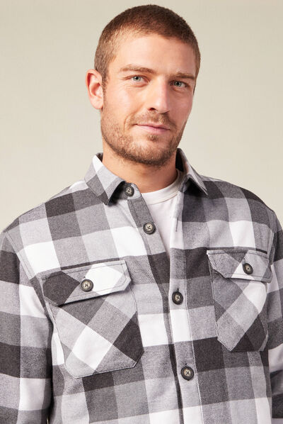 Surchemise manches longues gris homme