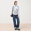 Pull droit court sans manches col rond gris femme