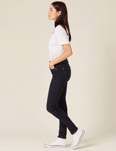 Jeans skinny taille haute denim blue black femme