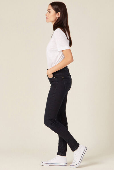 Jeans skinny taille haute denim blue black femme