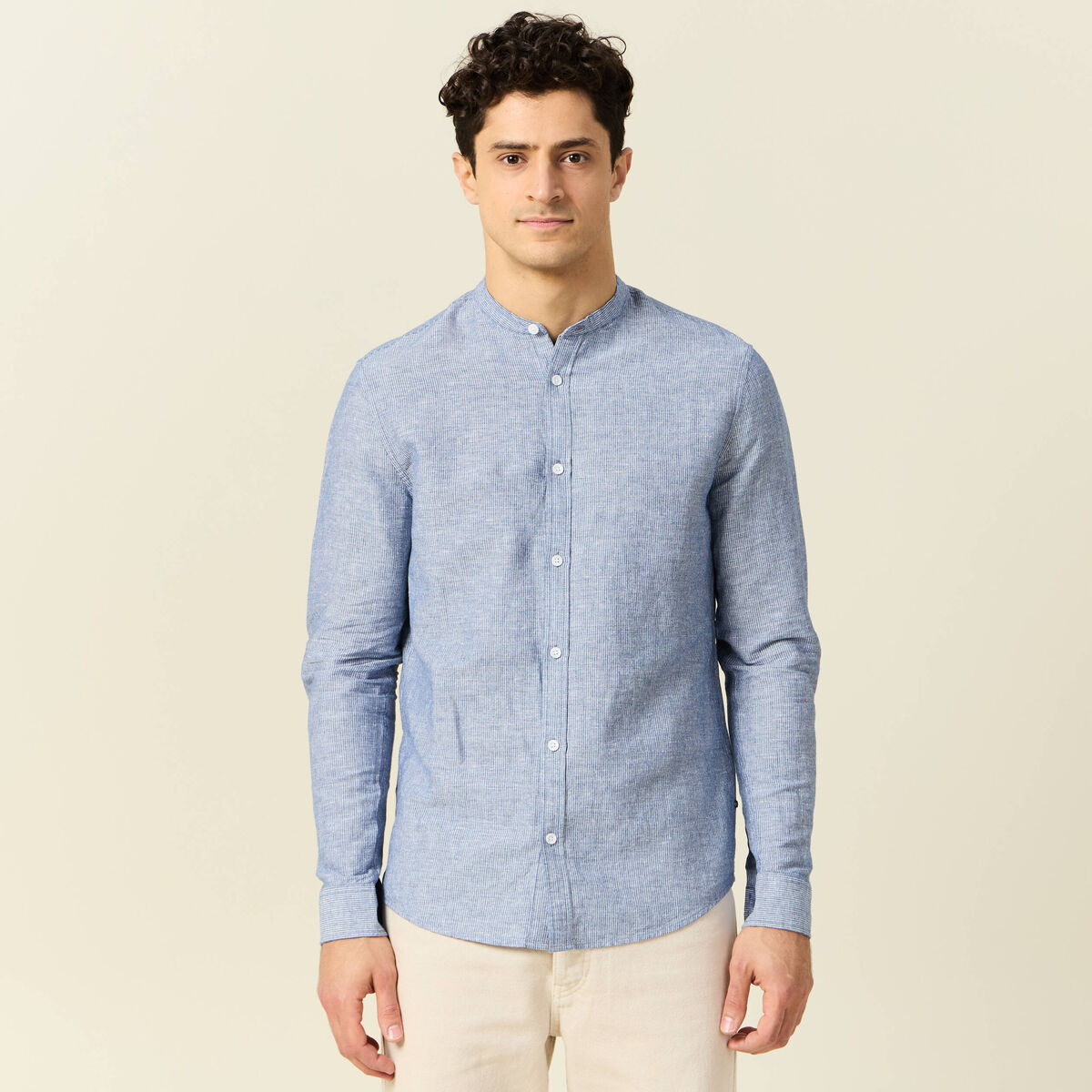 Chemise manches longues bleu gris homme