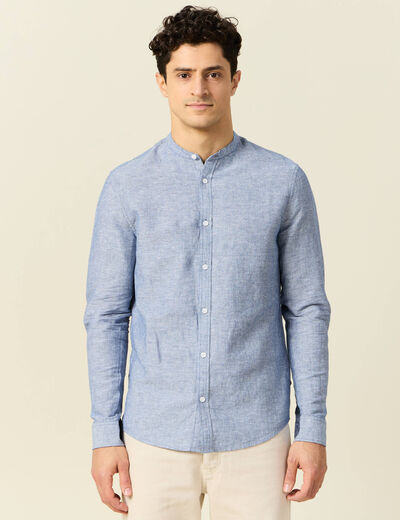 Chemise manches longues bleu gris homme