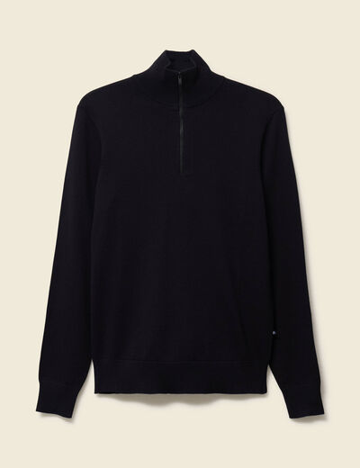 Pull fin col camionneur manches longues noir homme