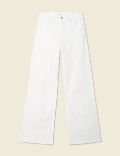 Jeans large taille haute denim blanc femme