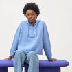 Pull &agrave; capuche zipp&eacute; bleu ciel femme