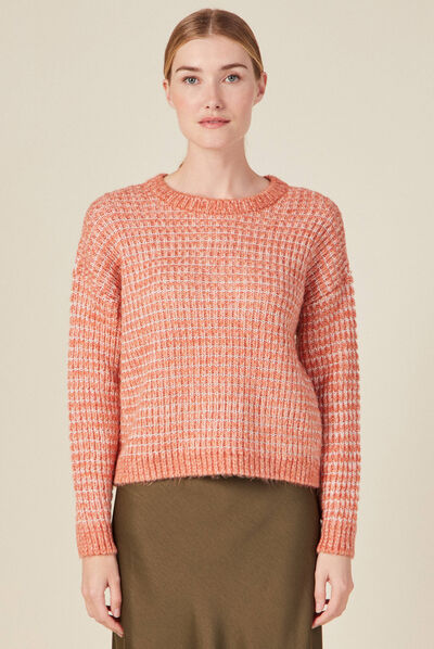 Pull manches longues rouge clair femme