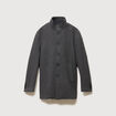 Manteau droit mi-long col montant gris fonc&eacute; homme