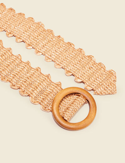 Ceinture large tressée beige femme