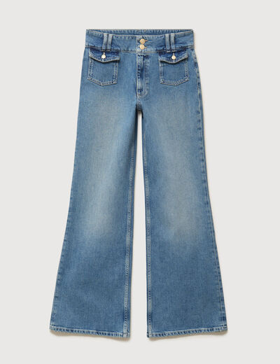 Jeans bootcut taille haute denim used femme