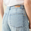 Jeans slouchy brodé 7/8ème denim bleach femme