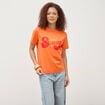 T-shirt droit col rond manches courtes orange femme