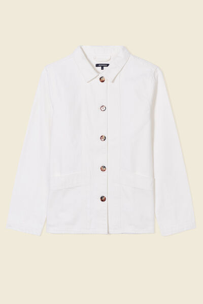 Surchemise droite boutonnée ecru femme