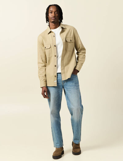 Surchemise manches longues taupe homme