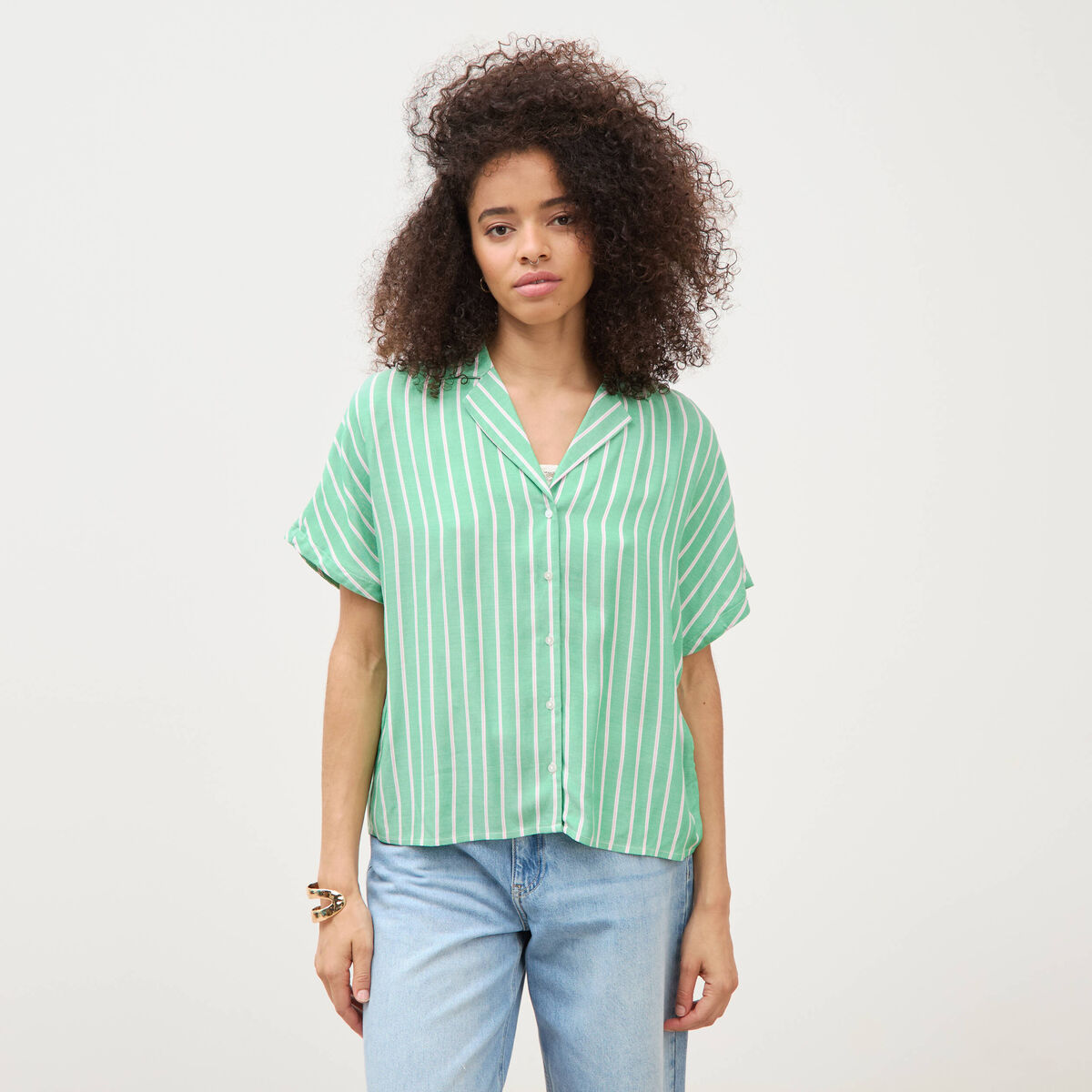 Chemise manches 3/4 vert menthe femme