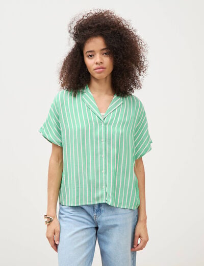 Chemise manches 3/4 vert menthe femme