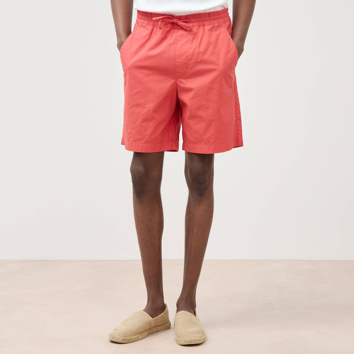 Bermuda en coton rouge corail homme