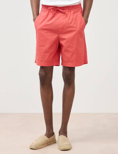 Bermuda en coton rouge corail homme