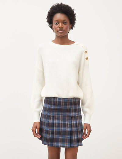 Mini-jupe doubl&eacute;e bleu gris femme