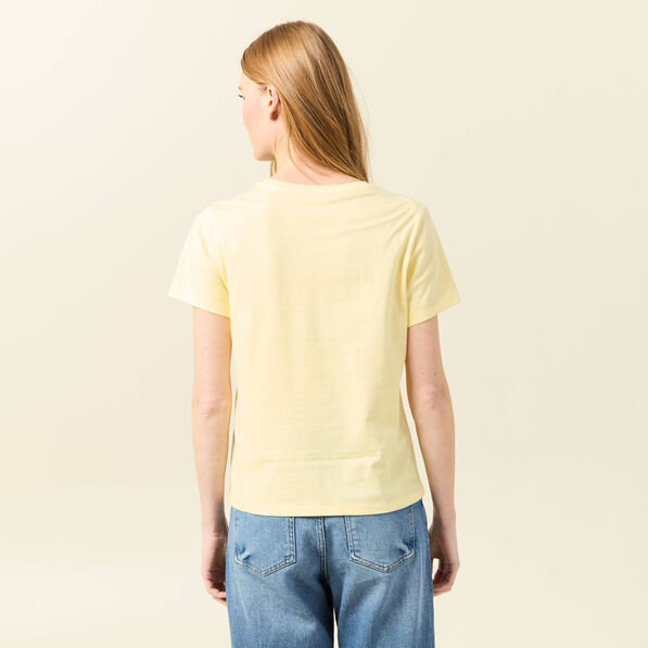 T-shirt manches courtes jaune clair femme