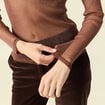 T-shirt manches longues col rond marron femme