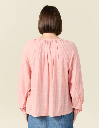 Blouse manches longues rose femme