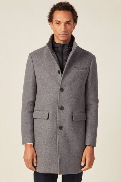 Pardessus droit boutonné gris foncé homme