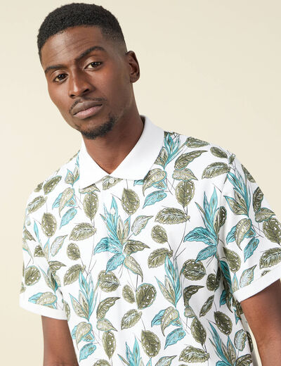 Polo droit en coton manches courtes blanc homme