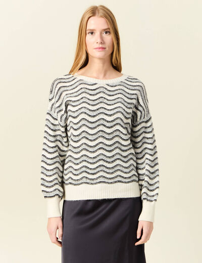 Pull manches longues gris clair femme