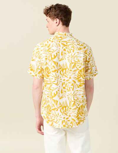 Chemise manches courtes fluide jaune fonc&eacute; homme