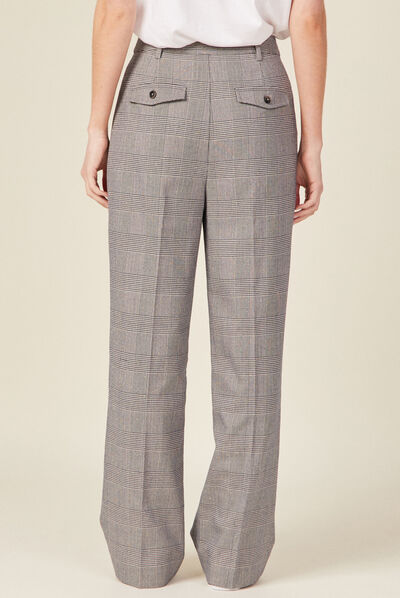 Pantalon large à pinces bleu marine femme