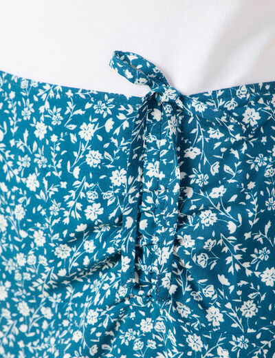 Jupe longue portefeuille bleu femme