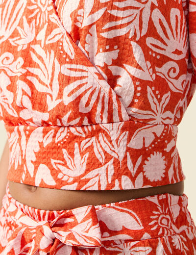 Blouse manches courtes orange foncé femme