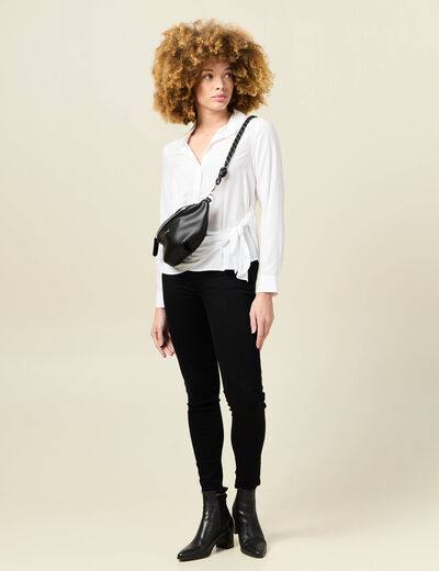 Chemise manches longues nouée blanc femme