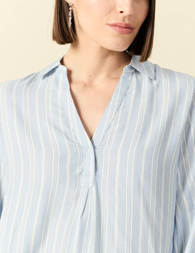 Blouse manches longues bleu femme