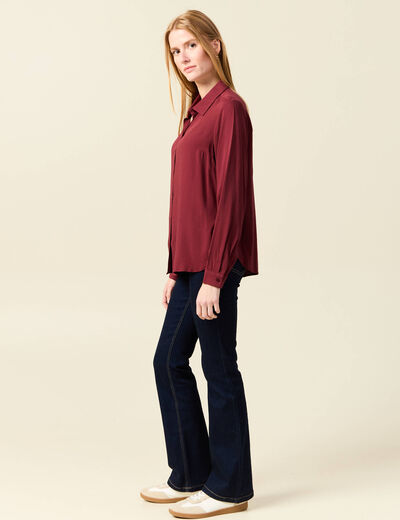 Chemise manches longues fluide bordeaux femme
