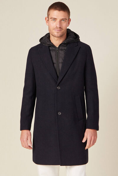 Manteau avec capuche amovible bleu foncé homme