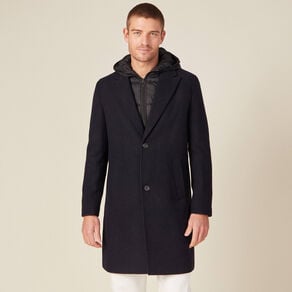 manteau avec capuche amovible bleu fonce homme Manteau avec capuche amovible bleu foncé homme