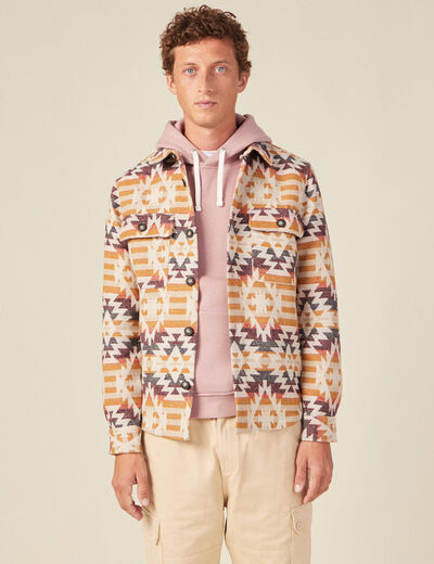 Surchemise manches longues beige homme
